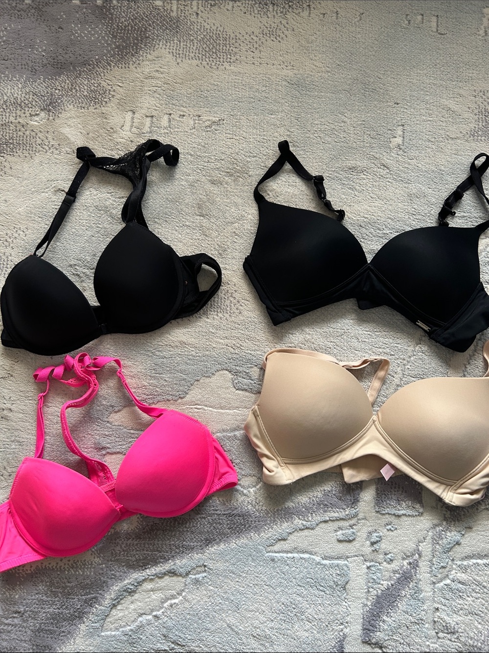 La Vie En Rose Smooth T-Shirt Bras Bundle in Black, Hot Pink, Nude 32A
